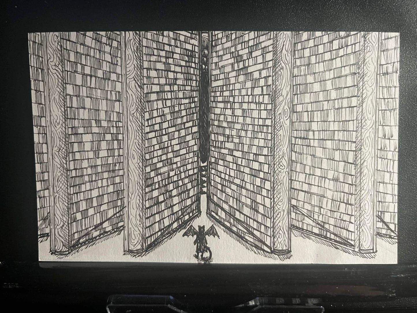 Photocopied A6 Artwork - Fantasy - Dragon Library