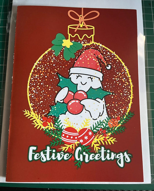 Ghost Hugging Holly - Greeting Card