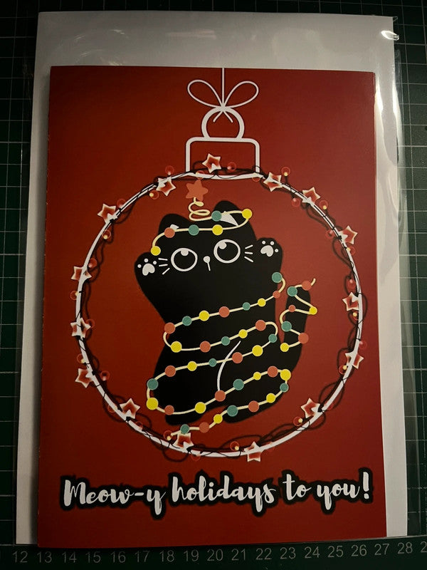 Cat In A Bauble - Greeting Card