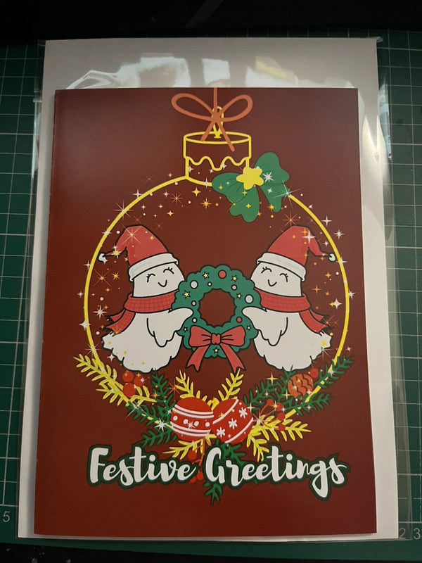 Ghostly Wreath Festive - Greeting Card