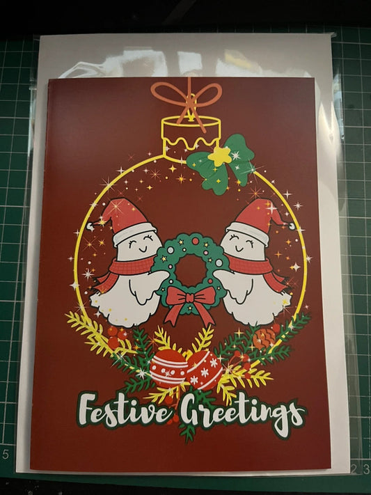 Ghostly Wreath Festive - Greeting Card