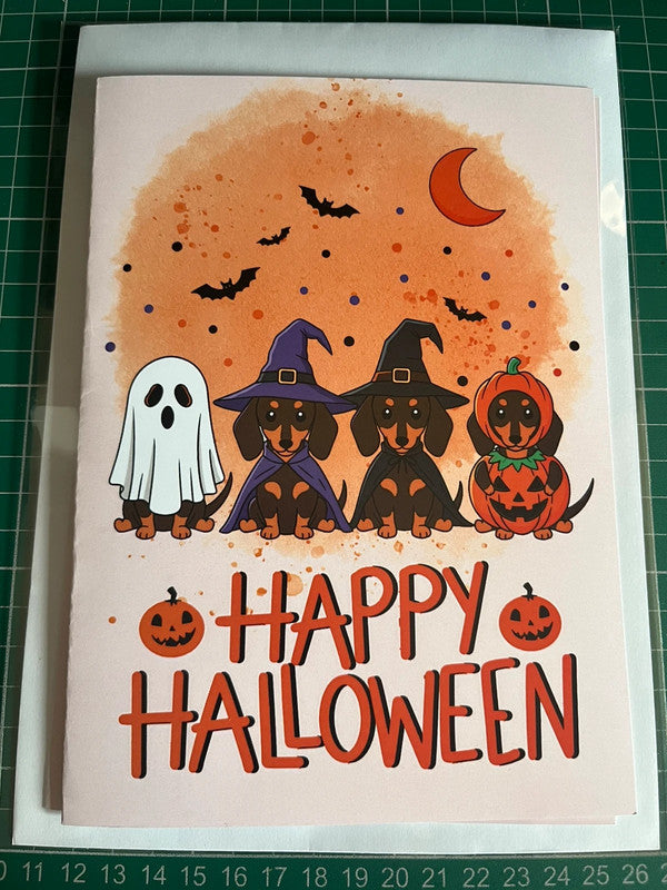 Sausage Dog Halloween - Greeting Card