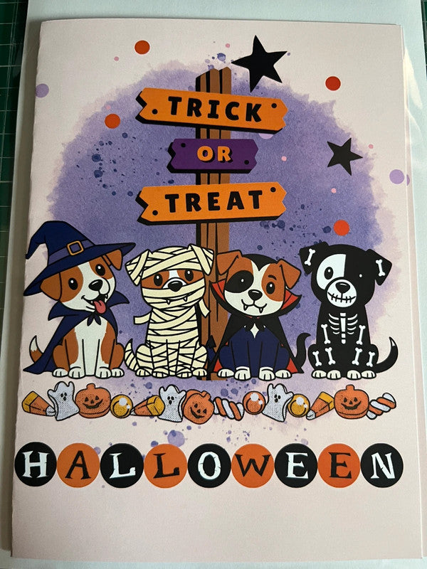 Trick Or Treat Puppies Halloween - Greeting Card