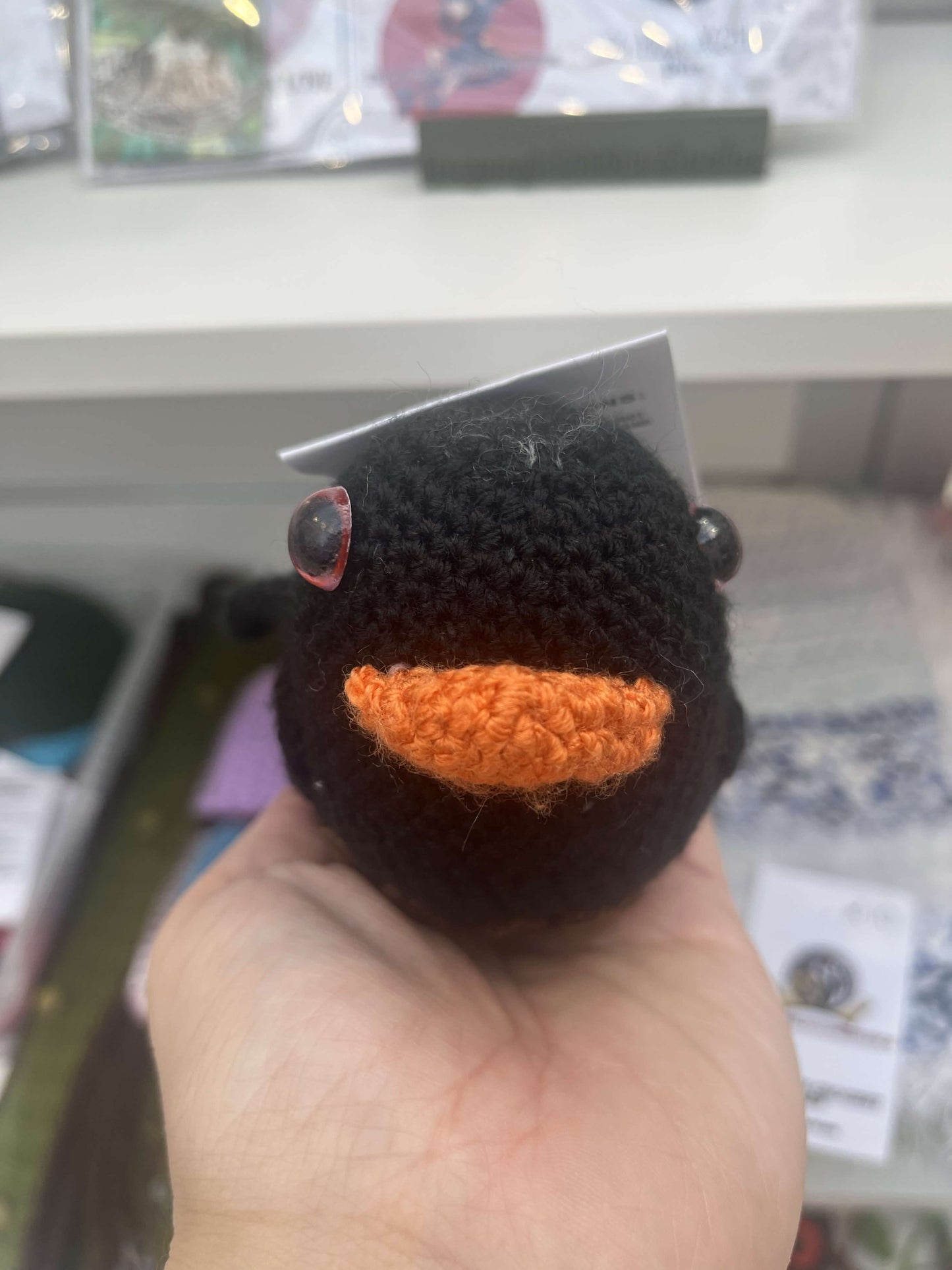Crochet Hand-Sized Black Bird