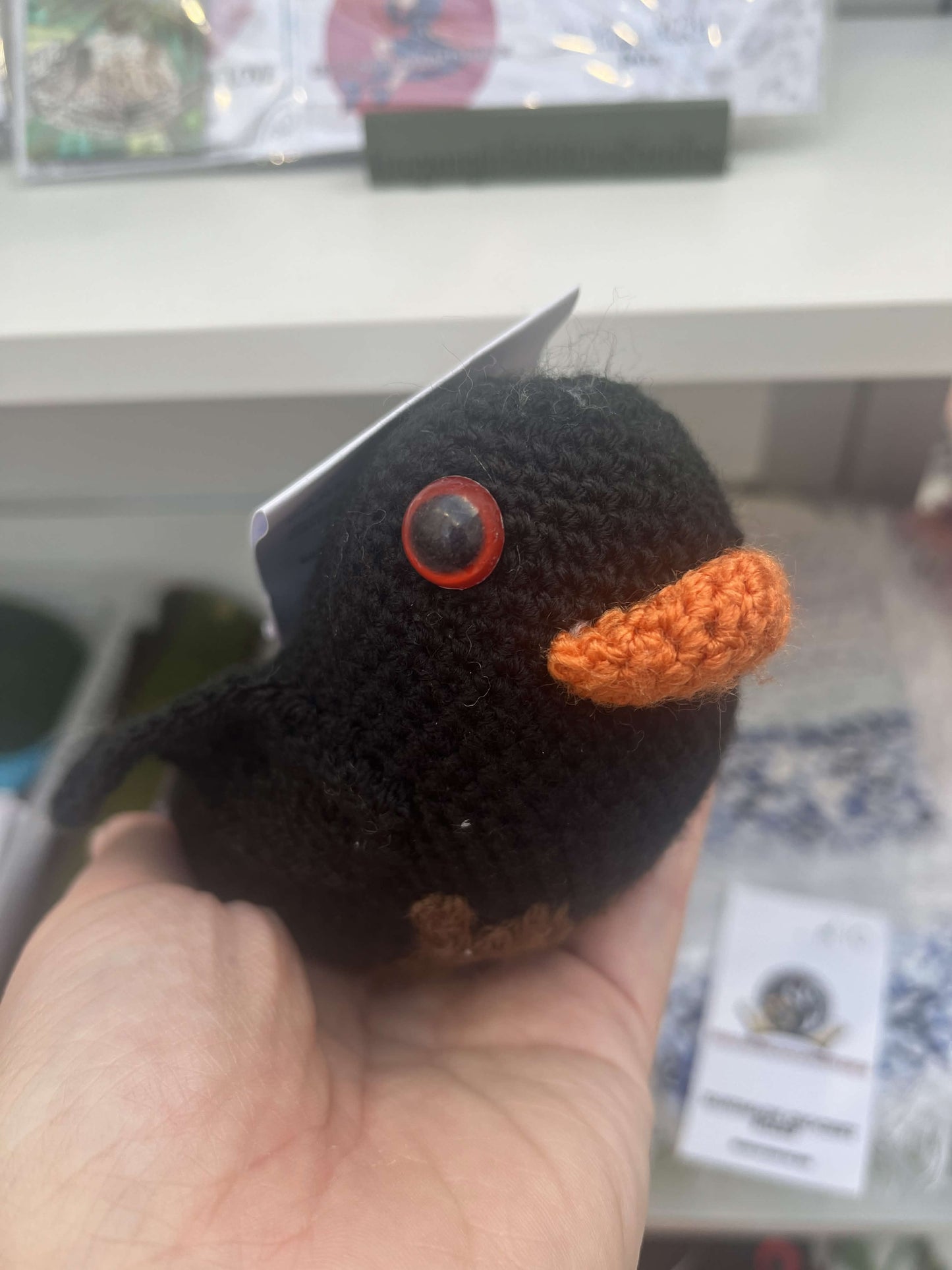 Crochet Hand-Sized Black Bird