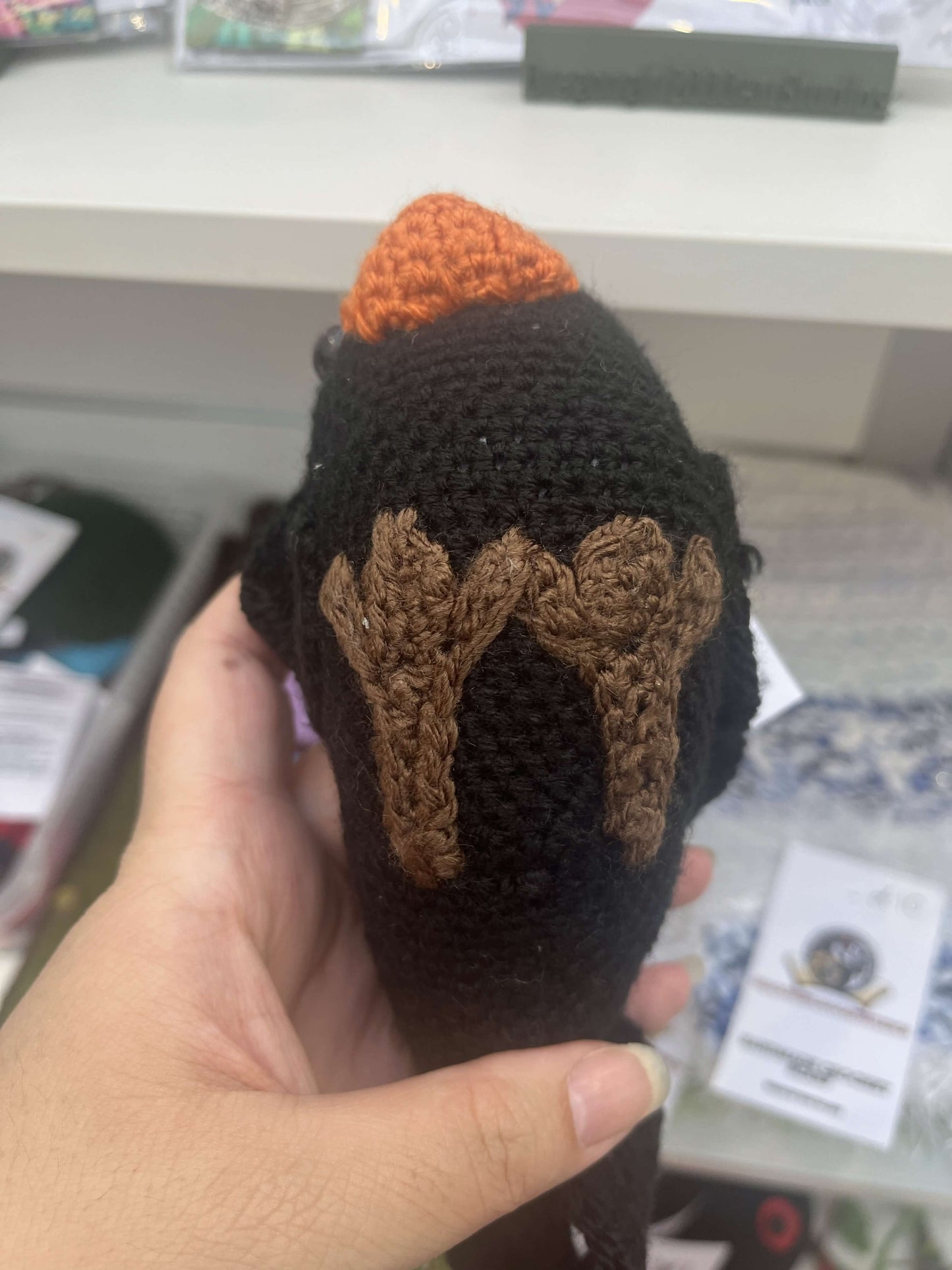 Crochet Hand-Sized Black Bird