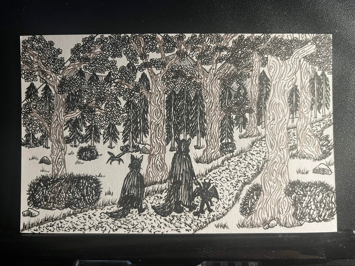 Photocopied A6 Artwork - Fantasy - Walking In The Forest