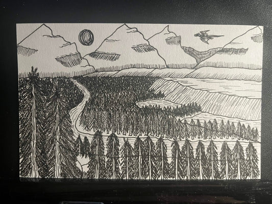 Photocopied A6 Artwork - Fantasy - Dragon World (1)