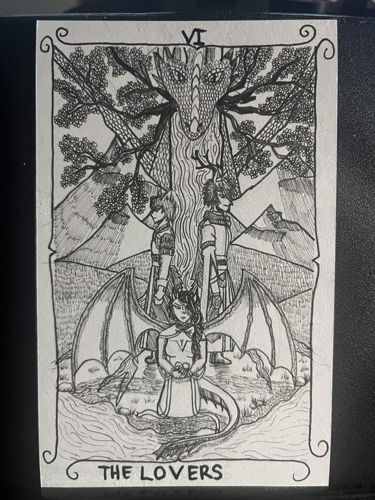 Photocopied A6 Artwork - Tarot - The Lovers