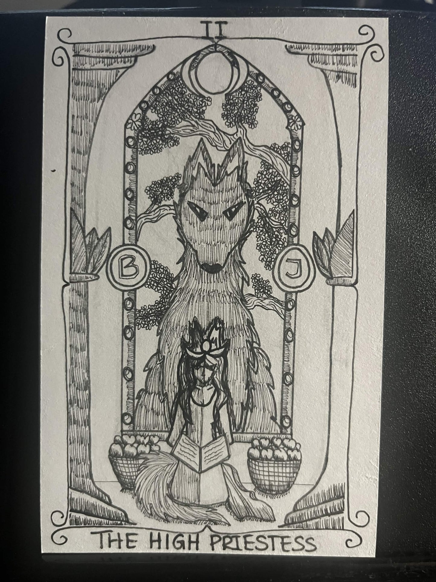 Photocopied A6 Artwork - Tarot - The High Priestess