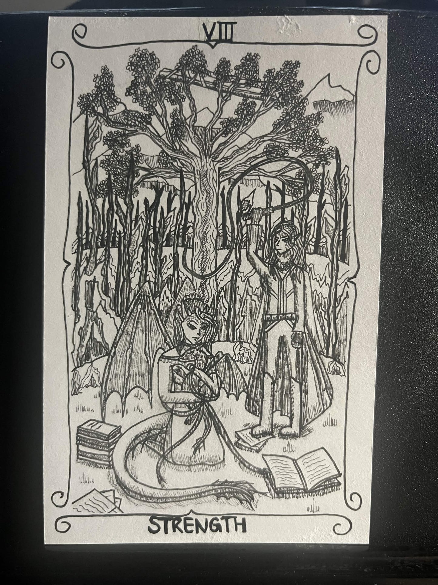 Photocopied A6 Artwork - Tarot - Strength
