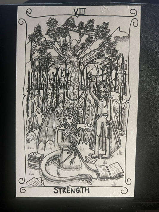 Photocopied A6 Artwork - Tarot - Strength